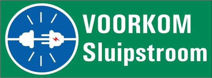Voorkom sluipstroom - trek de stekker eruit sticker 200 x 75 mm