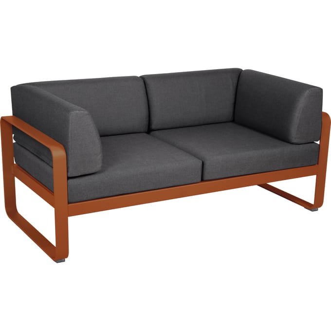 Fermob BELLEVIE club sofa 2 zits - E2 gekonfijte sinaasappel - A3 grafietgrijs
