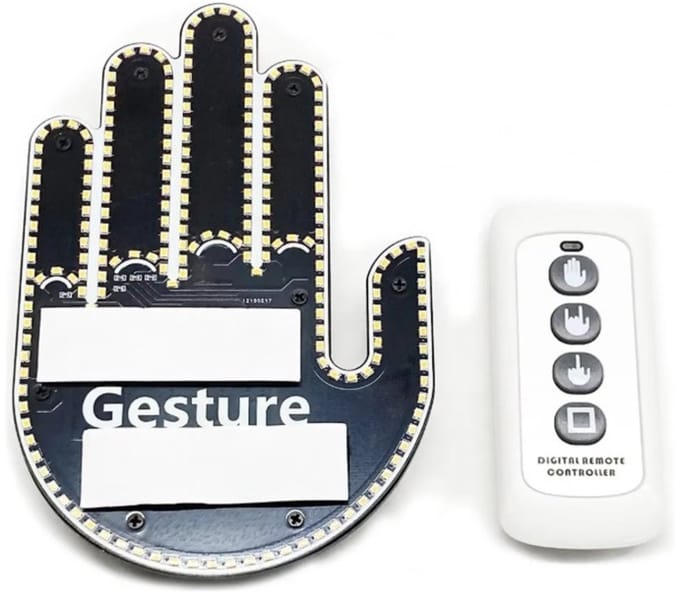 LED Auto Licht – Zelfklevend Handgebaar (Middelvinger) – Interieur Decoratie – Voor Autoruit & Dashboard