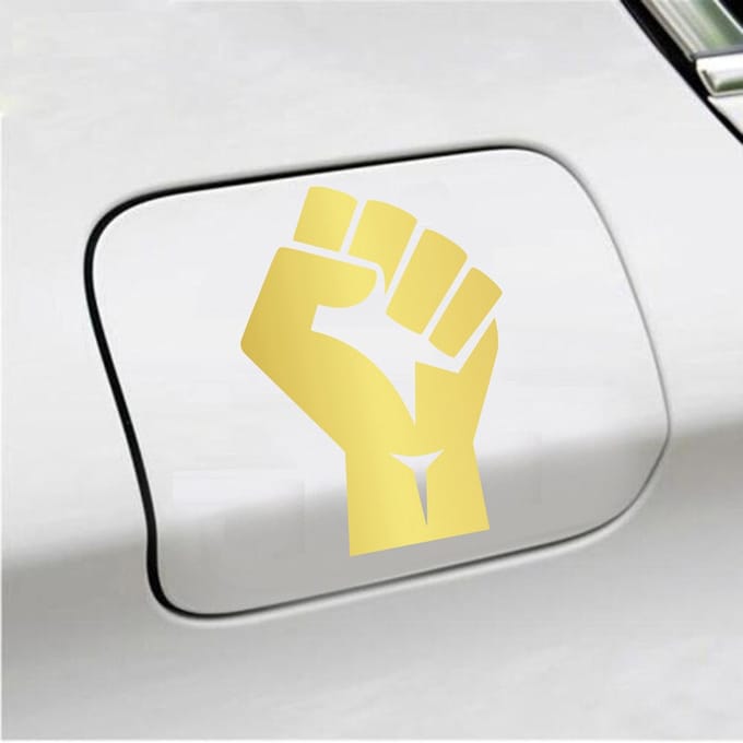 Bumpersticker - Vuist - 13 X 9 - Goud