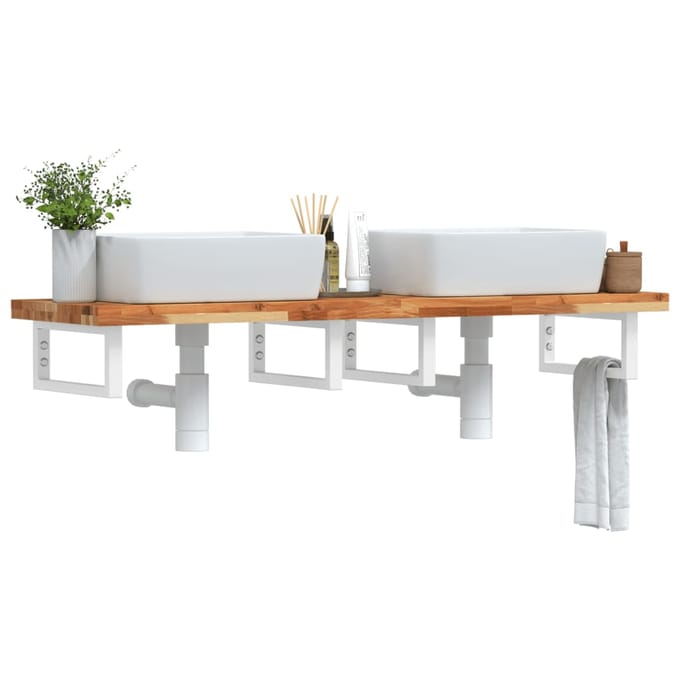 vidaXL - Badkamer - wandschap - staal - en - massief - acaciahout