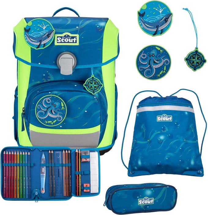 Scout Schooltas Basic Neo Set 4-delig Deep Sea Blauw