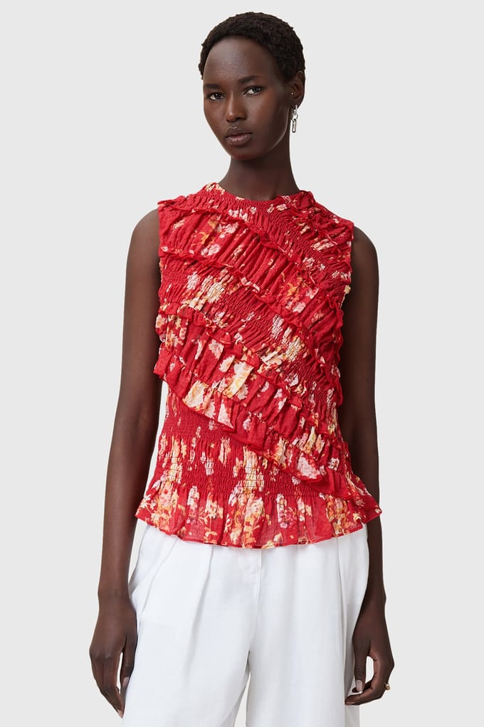 AllSaints Nysa Top Armada Red Größe: 2 | Blusen Outlet | Damen | Rot