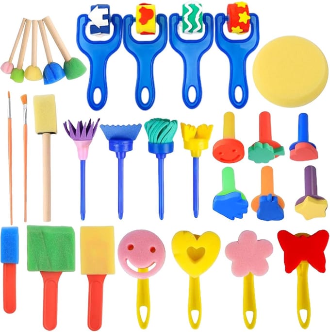 Sponskwasten voor Kinderen - Creatieve Schildergereedschappen Set (30 Stuks)
