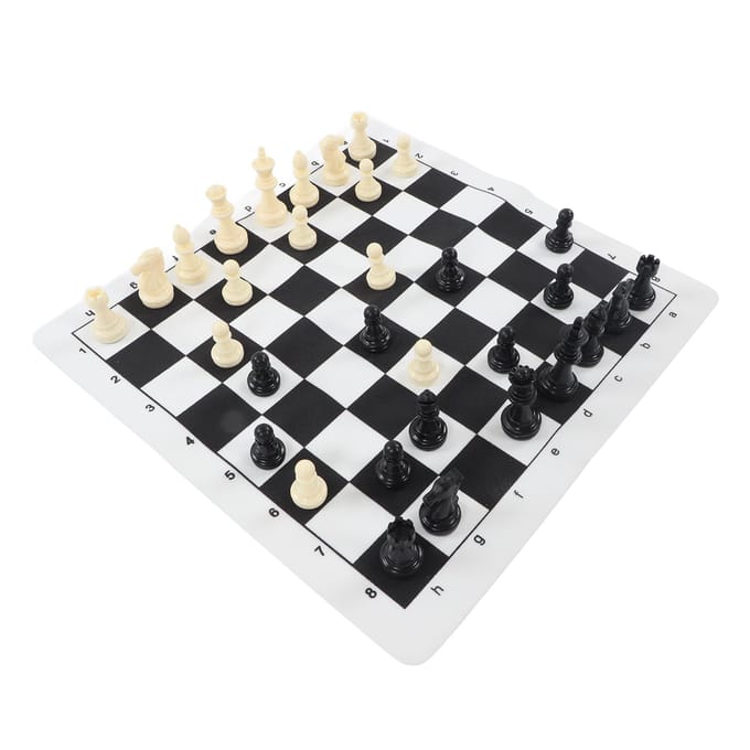Schaakspel Bord Set Draagbare Reis Schaakbord Spel Set voor Kinderen Volwassenen Beginners white