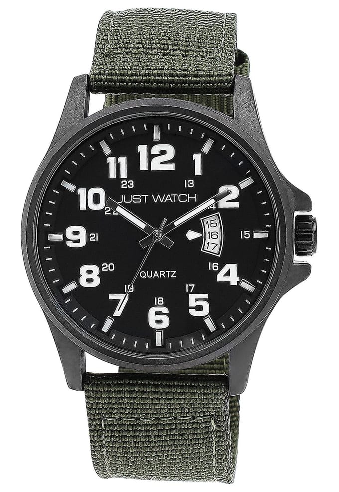 JUST WATCH herenhorloge nylon van nylon met datumweergave, 3 ATM waterdicht