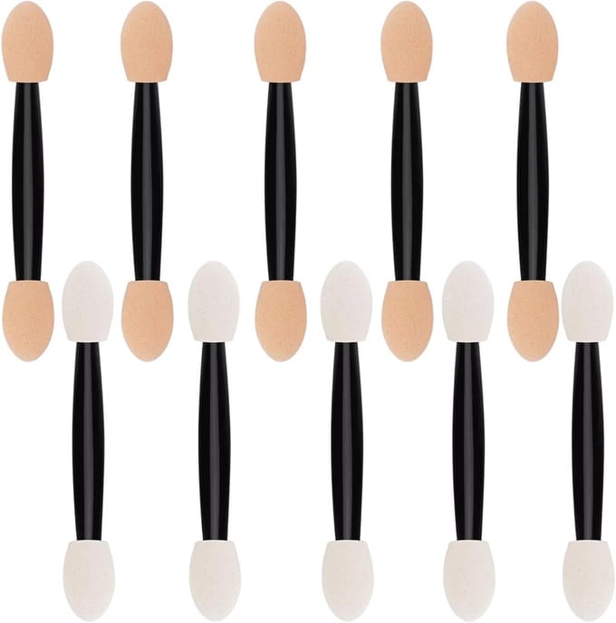 10-Piece Disposable Eyeshadow Applicator - Makeup Brush - Double Sided Sponge with Lace voor Professionele Make-up Toepassing (Zwart)