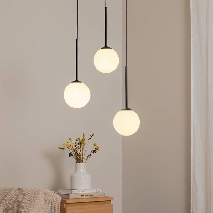 ALDEX Hanglamp Joel, rondel zwart/wit, 3-lamps