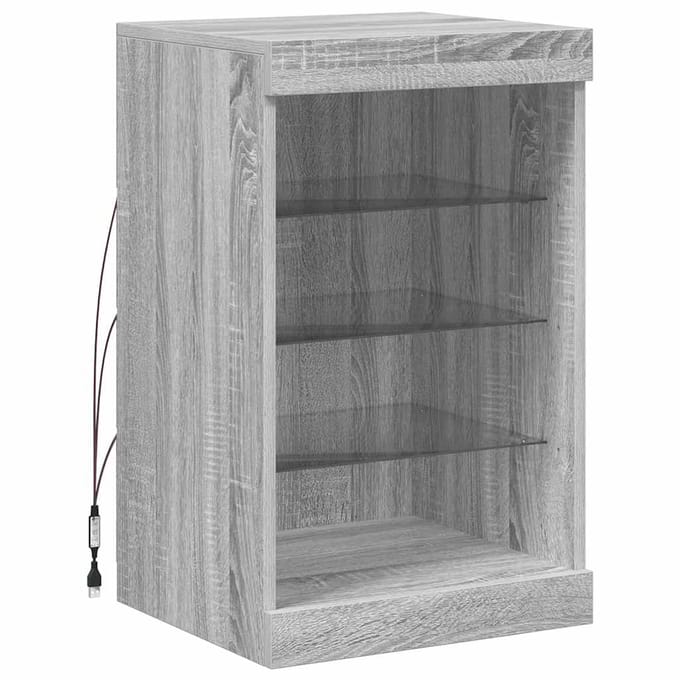 vidaXL - Dressoir - met - LED-verlichting - 41x37x67 - cm - grijs - sonoma - eiken