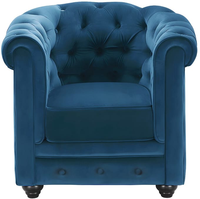 Vente-unique Set van 2 fauteuils CHESTERFIELD - velours - groenblauw