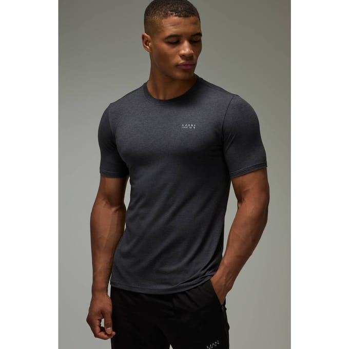 Heren Actief Gemêleerd Regular Fit T-shirt | Black | Size Large