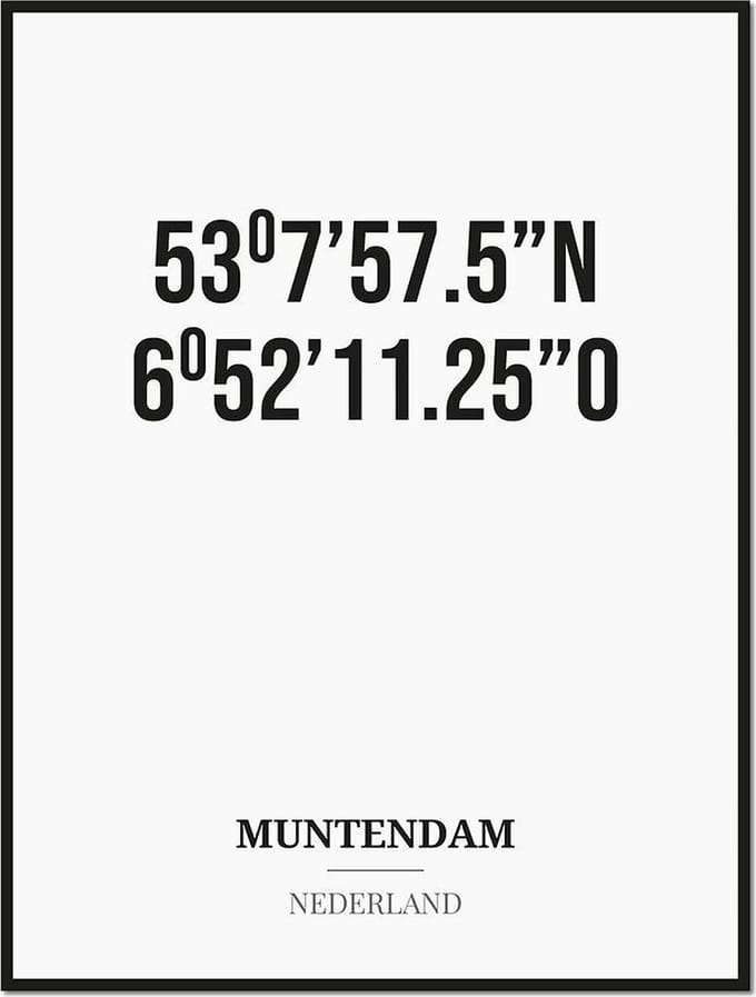 Poster/kaart MUNTENDAM met coördinaten