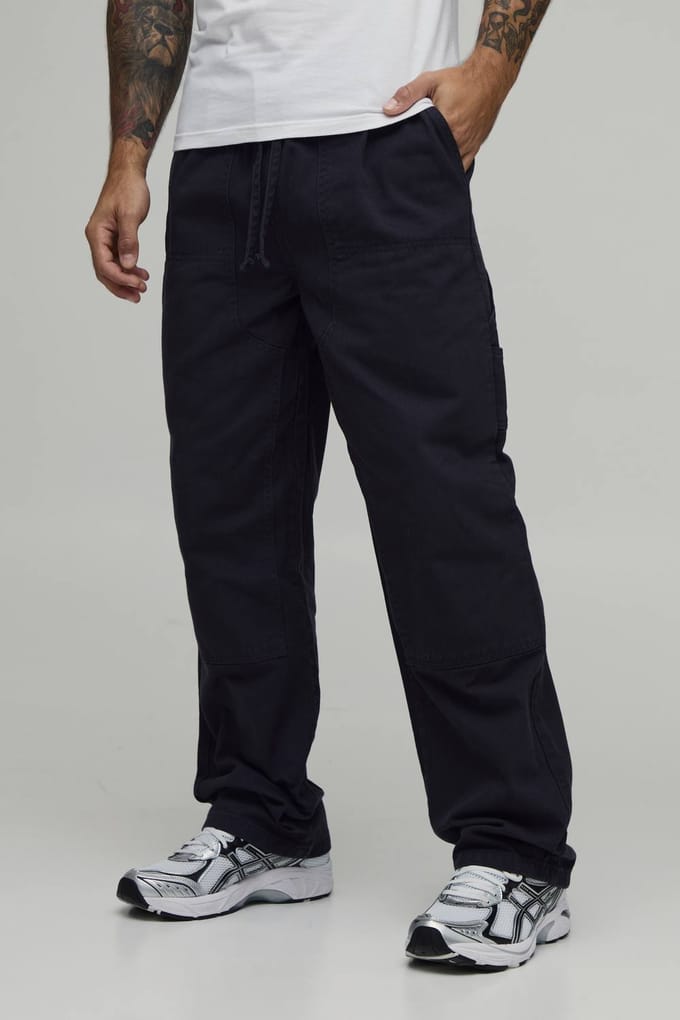 Ontspannen Getailleerde Getimmerde Broek Met Elastiek | Navy | Size XS