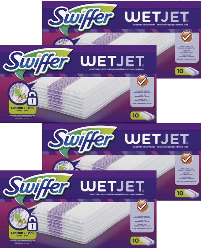 Swiffer WetJet - Reinigingsdoekjes - 4 x 10 Navullingen