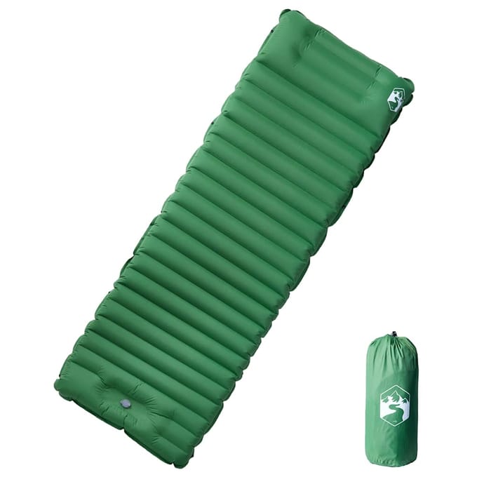 vidaXL - Kampeermatras - met - kussen - zelfopblazend - 1-persoons - groen