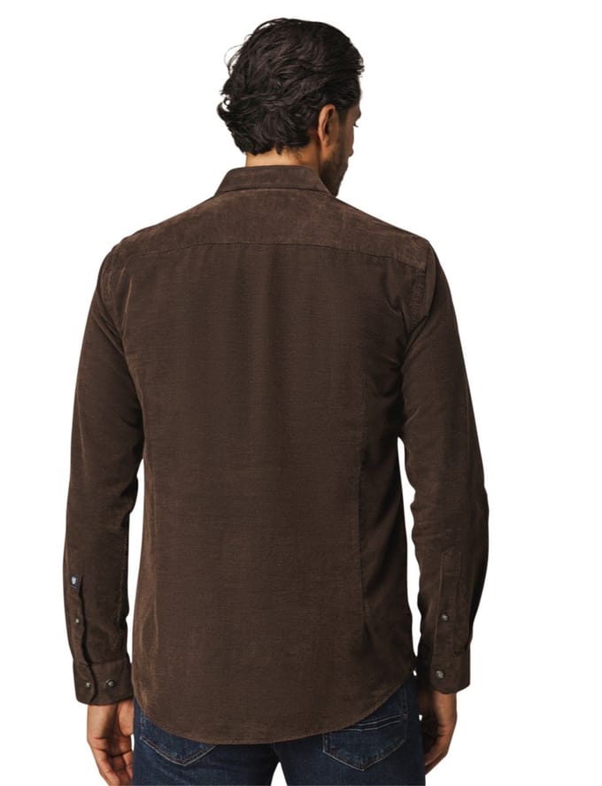State of Art overhemd bruin corduroy semi-wide collar
