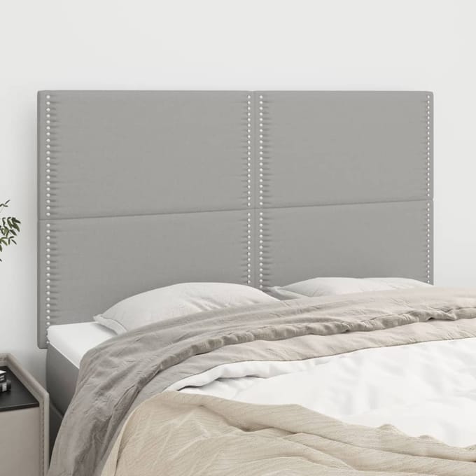 vidaXL - Hoofdbord - lichtgrijs - 144x5x118/128 - cm - stof