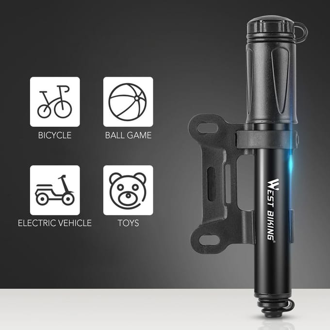 Draagbare Fietspomp Aluminium Bandenbuis Mini Hogedruk Handpomp Inflator Fietsbandpomp zwart