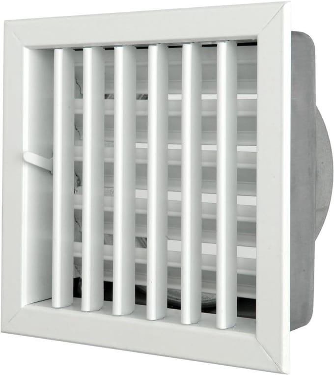 Aluminium Ventilatie Rooster Wit Inbouw 180x180mm voor Open Haard en Ventilatie