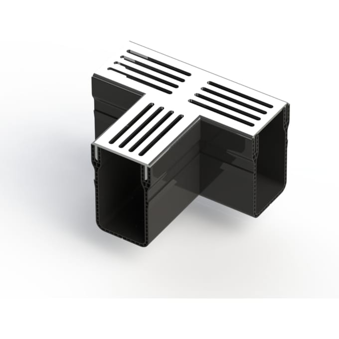 Drain 65/100 mm T-stuk | lijngoot | grijs aluminium rooster