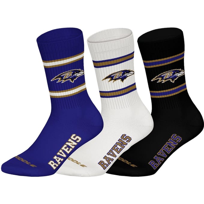 NFL BALTIMORE RAVENS Crew Socks - 3-pack - Paars/Wit/Zwart - Maat 39/42