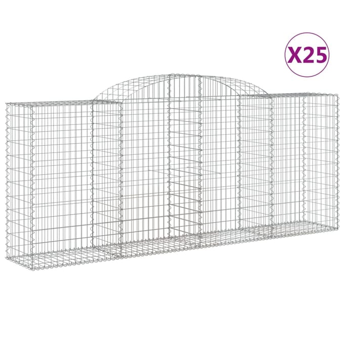vidaXL - Schanskorven - 25 - st - gewelfd - 300x50x120/140 - cm - ijzer