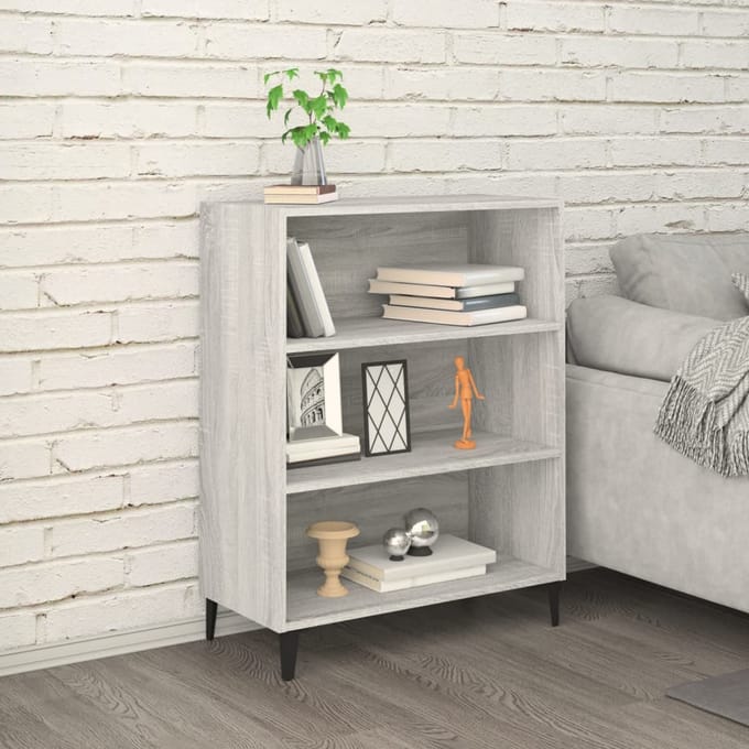 vidaXL - Dressoir - 69,5x32,5x90 - cm - bewerkt - hout - grijs - sonoma - eikenkleurig