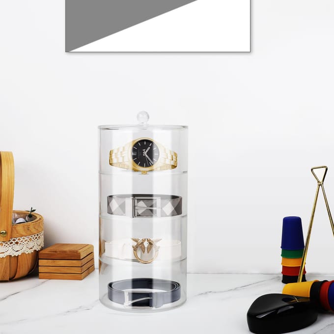 Acryl riemorganizer 2 lagen transparante 5,5 inch diameter sterke lichte riemvitrine white
