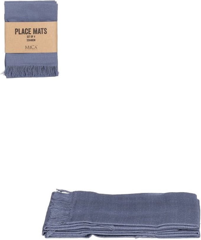 Mica Decorations Villia Placemats 38 x 33 cm - Blauw - 4 stuks