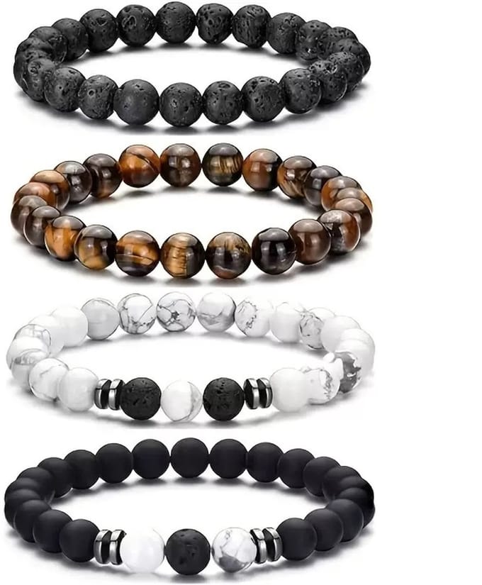 Lava Kralen Armband - Unisex - Natuursteen - Elastisch - Zwart - 8mm
