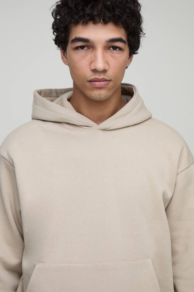 Essential Oversized Boxy Hoodie | Stone | Size Medium