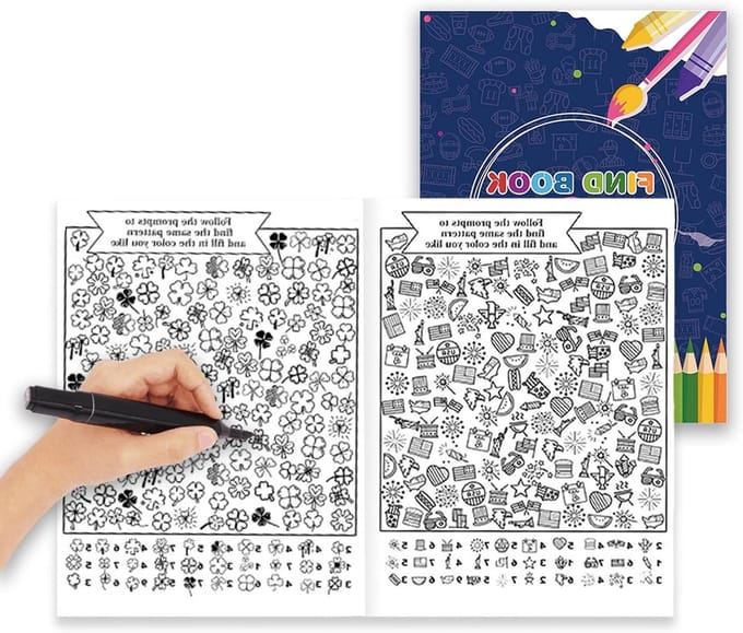 Zoekboek - Activiteitenboek - Creativiteit Ontwikkelen - Interactief Puzzelspel - 28.5 x 21 cm - Donkerblauw