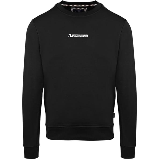 Aquascutum Heren Katoenmix geribbeld kraag Regular Sweatshirt (Zwart)