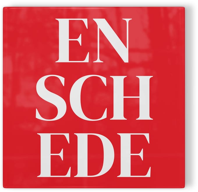 Tegeltje Enschede - rood wit - tegeltje stad - tegeltje met tekst