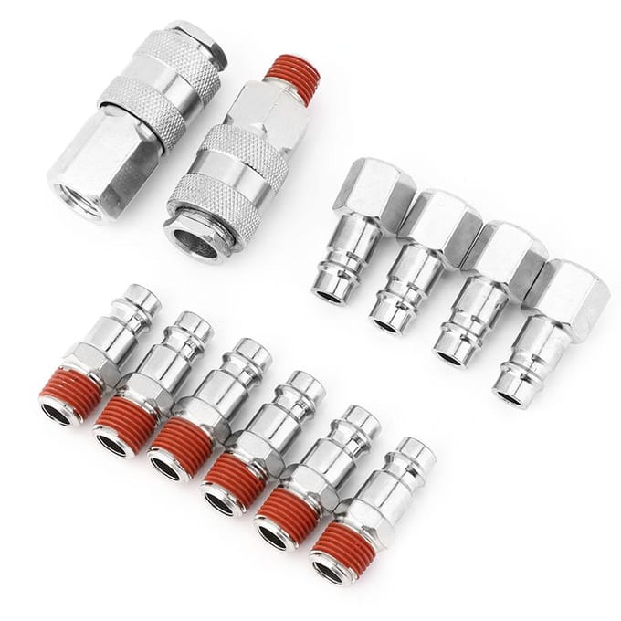 12 stuks 1/4 inch BSP Man Vrouw Luchtslang Connector Snelkoppeling Pneumatische Fitting wit