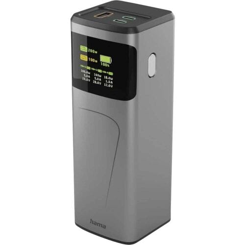 Hama High Power Powerbank 24000 mAh USB PD 3.0 Li-ion USB-C, USB-A Grijs Statusweergave