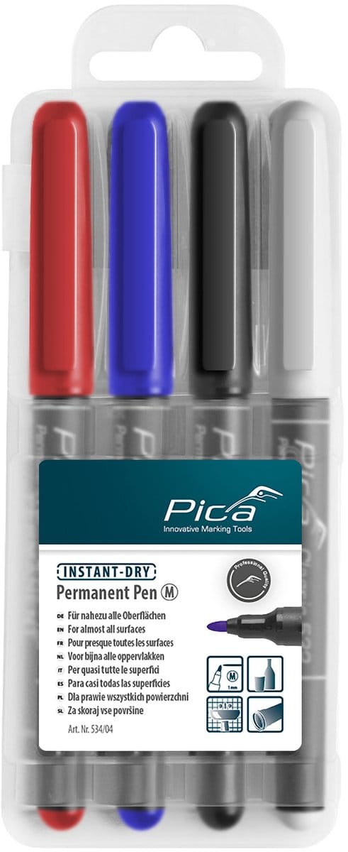 Pica Classic 534/04 Permanent Marker Set 4 Kleuren Medium 1,0 mm