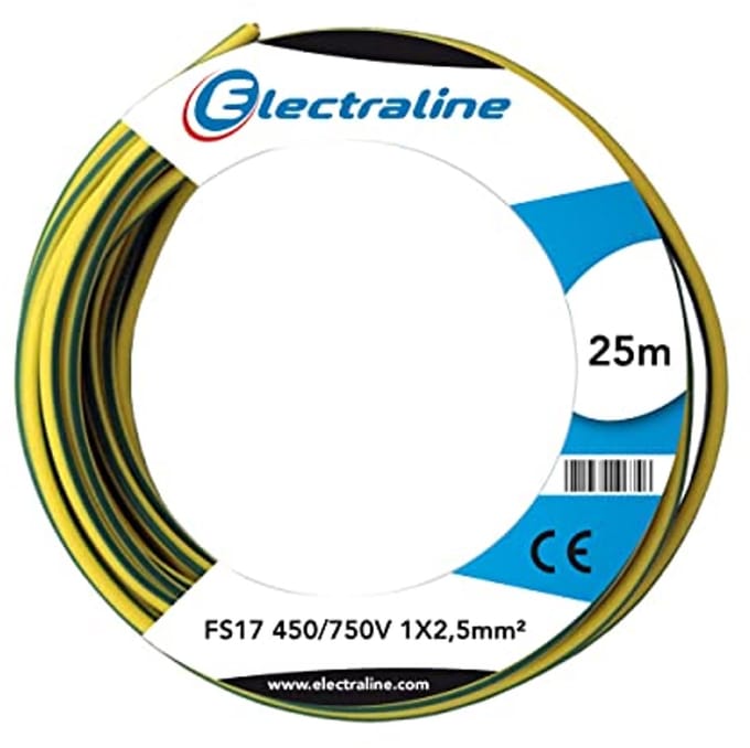 Aderkabel FS17, 1 x 2,5 mm², Geel/Groen, 25 Meter