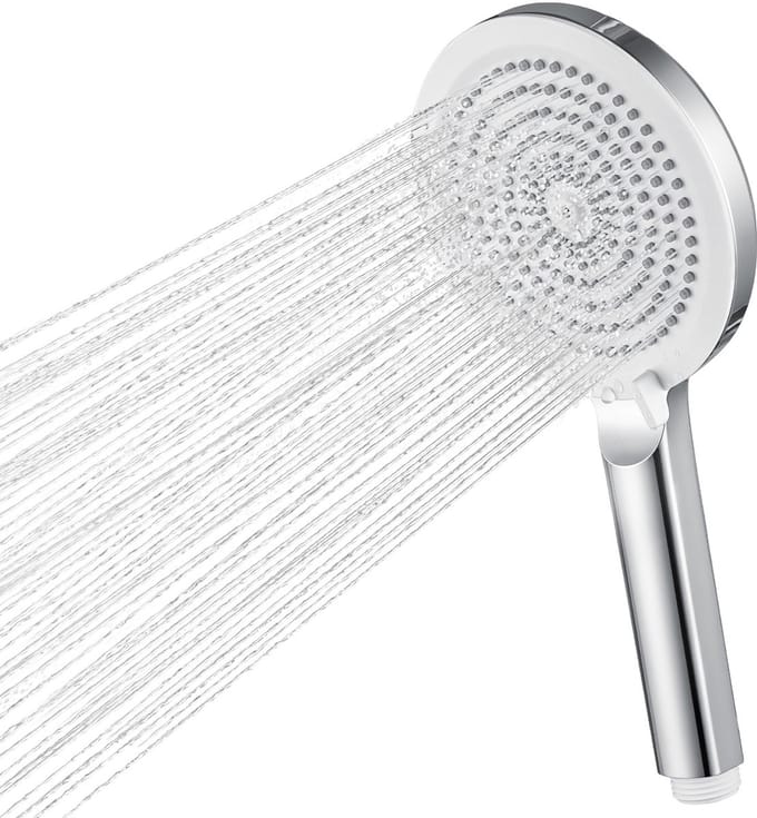 Auralum Max Douchekop - 4-Stralen - Handdouche - Hoge Druk - Regendouche - Waterbesparend - Chroom & Wit