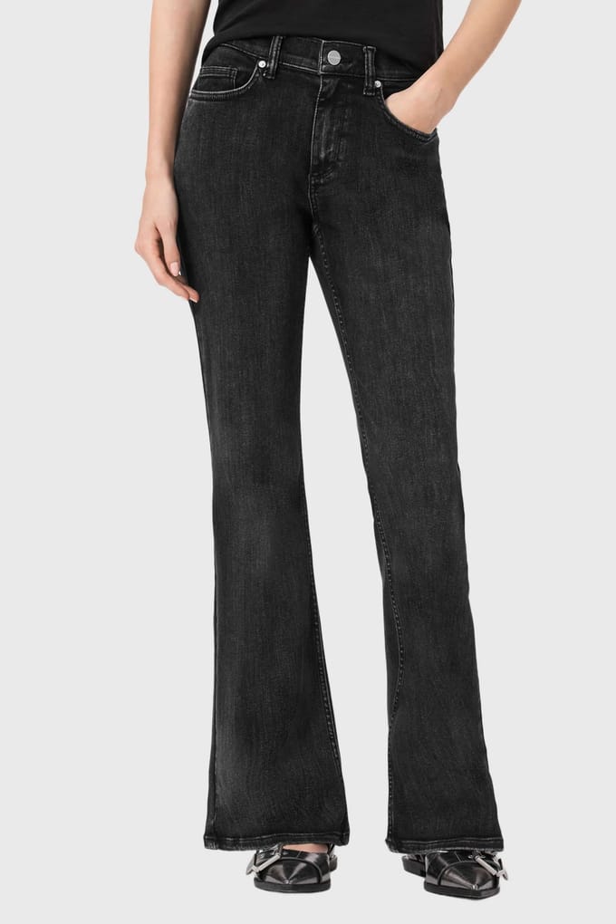 AllSaints Ember Stretch Jean Washed Black Größe: W28 | Ausgestellte Hosen Outlet | Damen | Schwarz