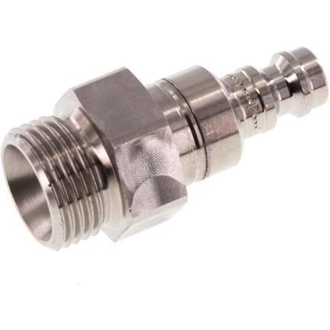 RVS 306L DN 5 Luchtkoppeling Insteeknippel G 3/8 inch Buitendraad Double Shut-Off - CLP5-M-SSL-SV-P-038