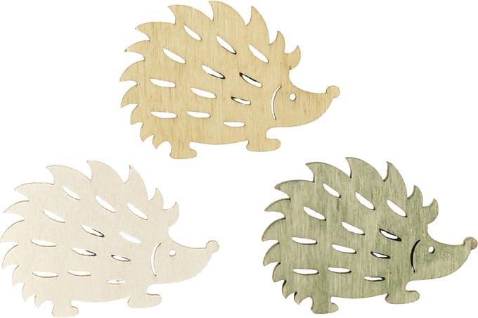Strooidecoratie houten egeldecoratie groen bruin wit 4x3cm 72 st, 72 S