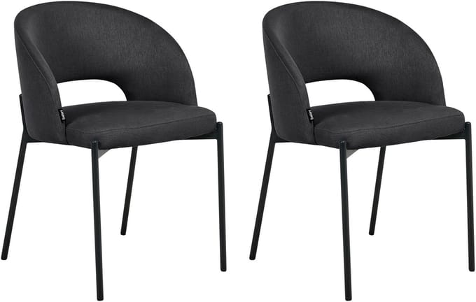 PENNY - Eetkamerstoel set van 2 - Zwart - Polyester
