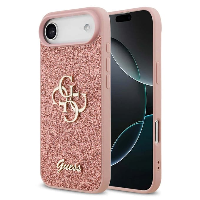 Guess Back Cover - iPhone 17 Air - Roze - Schokabsorberende randen - Glitterdesign