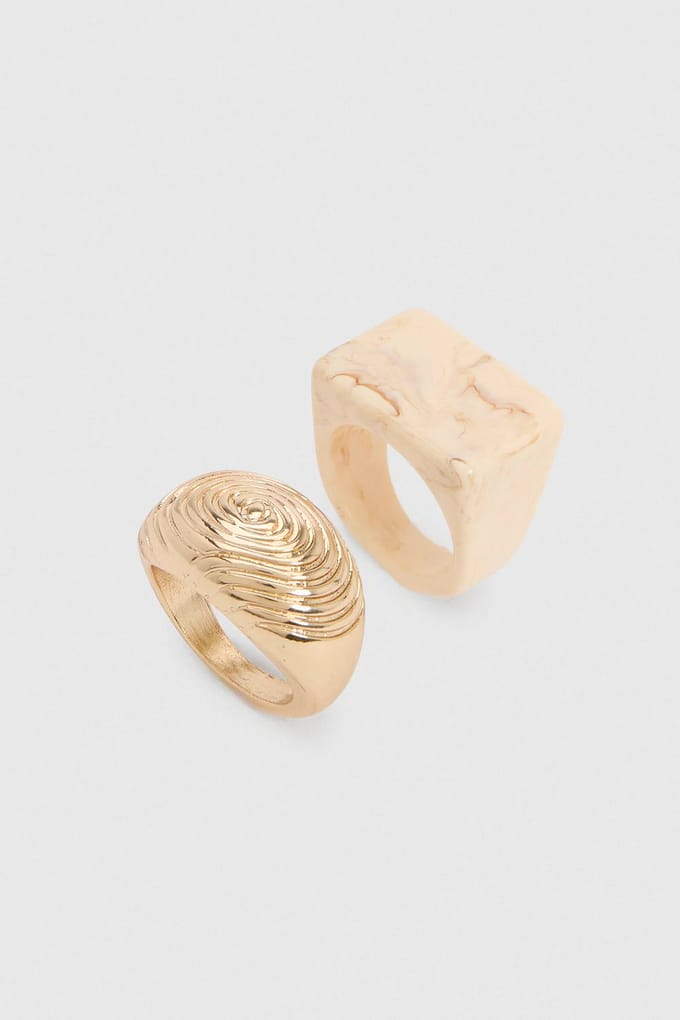 boohoo Dames Hars Chunky Ringen 2-pack | Goud