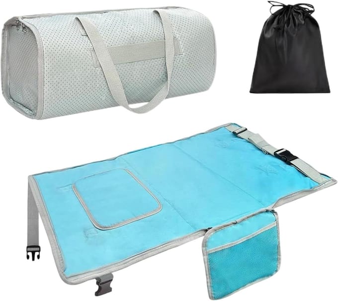 Reisbed Kinderen - Vliegtuig Mat - Comfortabel Reizen - Antislip Stabiliteit - 76 cm Lengte - Blauw