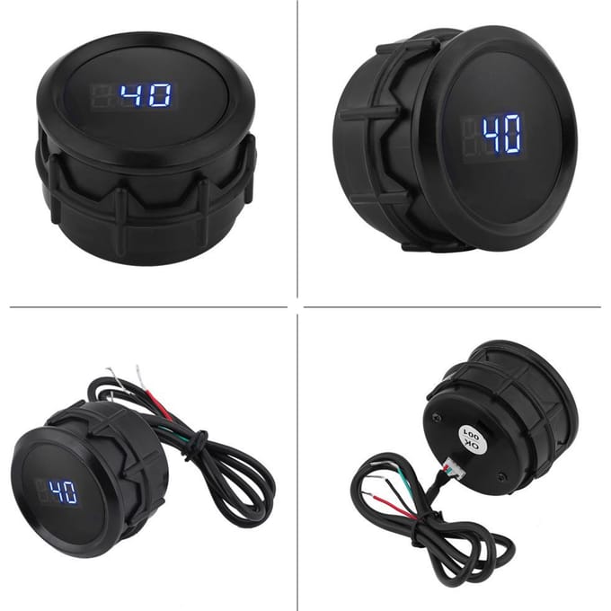 Kit de jauge de température d'eau numérique à LED bleue de voiture de 2 pouces 52 mm avec capteur de température noir noir