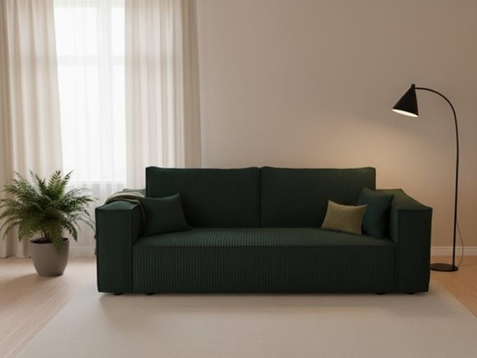 Luxe Uitschuifbare Slaapbank – Groen – 255x105x83 cm – Fluweel – Industrohome