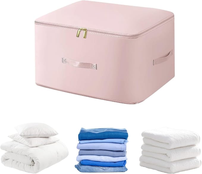 Ruimtebesparende Organizer - Kleding Opberger - Zelfcompressie Opslag - Met Ritssluiting - 54 x 42 x 30 cm - Roze