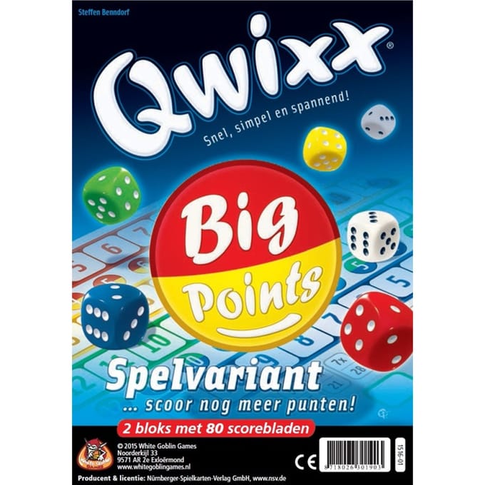 White Goblin Games Qwixx Big Points - Dobbelspel uitbreiding - 2 scorebloks